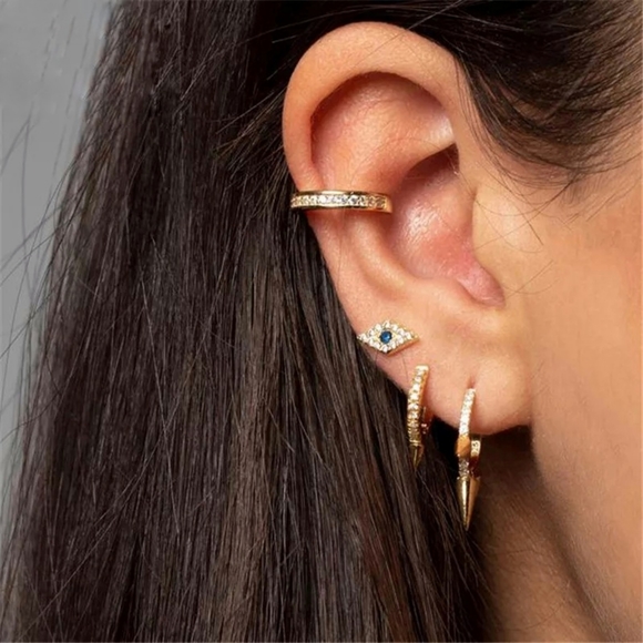 Mini CZ Evil Eye Stud Earrings | 925 Silver - Picture 3 of 6